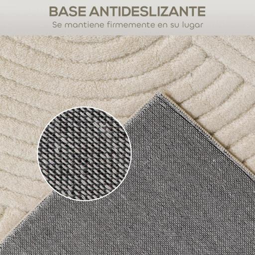 Alfombra Salón 160x120 cm Pelo Corto Estilo Moderno Base Antideslizante Tejida a Máquina Crema [8]