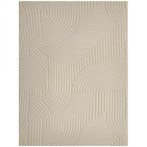 Alfombra Salón 160x120 cm Pelo Corto Estilo Moderno Base Antideslizante Tejida a Máquina Crema [10]