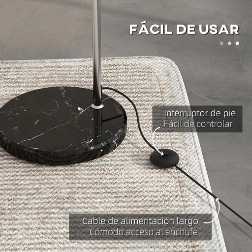 Lámpara de Pie en Forma Arco Moderna Portalámpara E27 40 W con Interruptor de Pie 110-115x30x170-180 cm Plata y Negro [7]