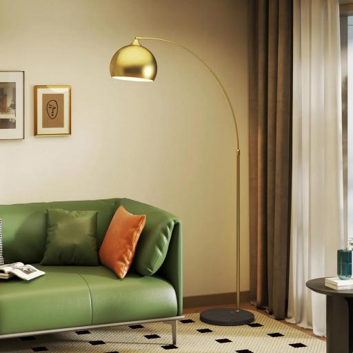 Lámpara de Pie Arco Moderna 40 W con Altura y Longitud Ajustable con Interruptor de Pie 110-115x35x170-180 cm Dorado