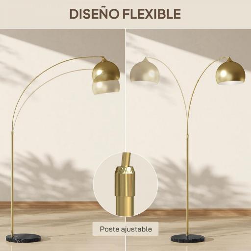 Lámpara de Pie Arco Moderna 40 W con Altura y Longitud Ajustable con Interruptor de Pie 110-115x35x170-180 cm Dorado [4]