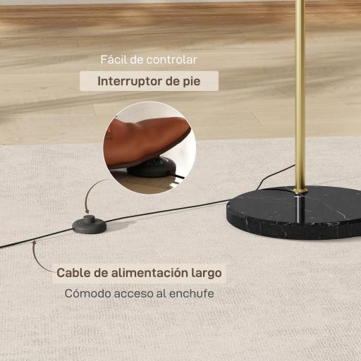 Lámpara de Pie Arco Moderna 40 W con Altura y Longitud Ajustable con Interruptor de Pie 110-115x35x170-180 cm Dorado [6]