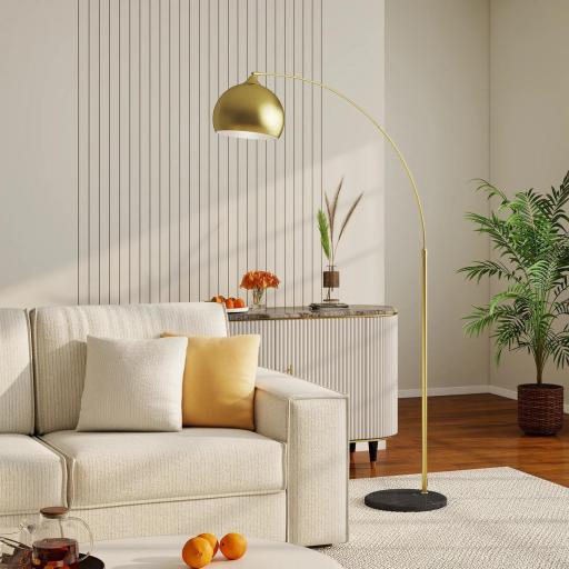 Lámpara de Pie Arco Moderna 40 W con Altura y Longitud Ajustable con Interruptor de Pie 110-115x35x170-180 cm Dorado [7]