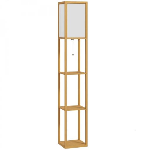 Lámpara de Pie con Estantes de Almacenaje Bombilla E27 para Salón Dormitorio Oficina Natural [9]