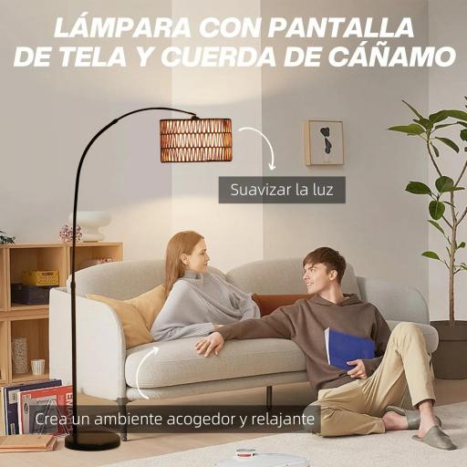 Lámpara de Pie Estilo Linterna con Pantalla de Fibra de Yute y Base de Mármol 93x34x144-175 cm Marrón y Negro [6]