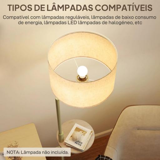 Lámpara de Pie Moderna con Estante Pantalla de Lino Interruptor de Cadena y Puerto USB Ø40x170 cm para Salón Dorado  [4]
