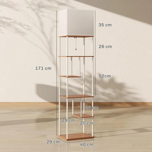 Lámpara de Pie con Estantes Temperaturas de Color Ajustable 3000K-6500K Control Remoto Bombilla E27 Natural [5]