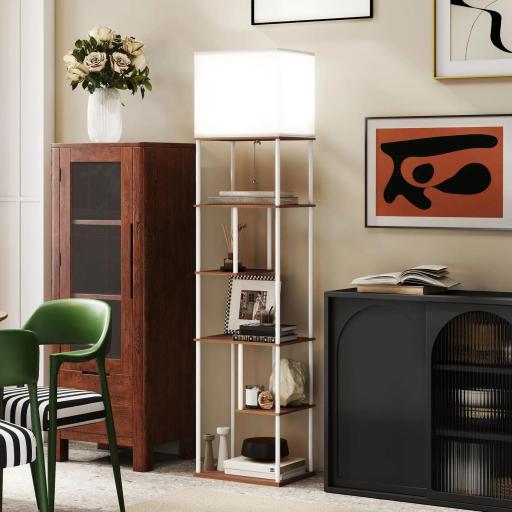 Lámpara de Pie con Estantes Temperaturas de Color Ajustable 3000K-6500K Control Remoto Bombilla E27 Natural [7]