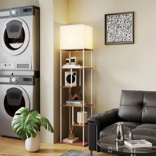 Lámpara de Pie con Estantes Temperaturas de Color Ajustable 3000K-6500K Control Remoto Bombilla E27 Natural [2]