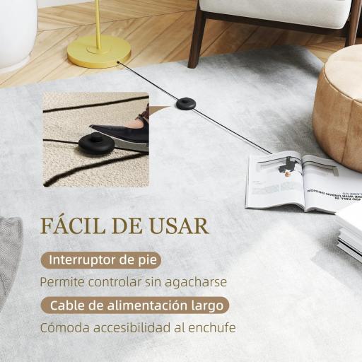 Lámpara de Pie Moderna con Pantalla de Lino Sintético Lámpara de Lectura para Salón 64x38x163,5 cm Blanco y Dorado [3]