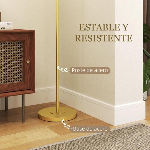 Lámpara de Pie Moderna con Pantalla de Lino Sintético Lámpara de Lectura para Salón 64x38x163,5 cm Blanco y Dorado [7]