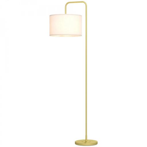Lámpara de Pie Moderna con Pantalla de Lino Sintético Lámpara de Lectura para Salón 64x38x163,5 cm Blanco y Dorado [10]