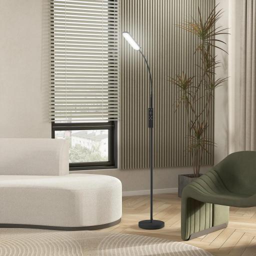 Lámpara de Pie LED Regulable con Temperaturas de Color Ajuste Continuo Control Remoto y Táctil Temporizador Negro [4]