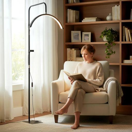 Lámpara Pestañas Media Luna con Cabeza Giratoria 350° 7 Temperaturas de Color Brillo Ajustable Soporte para Teléfono [6]