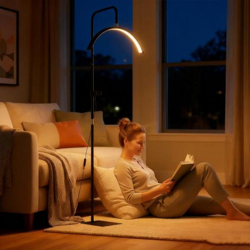 Lámpara Pestañas Media Luna con Cabeza Giratoria 350° 7 Temperaturas de Color Brillo Ajustable Soporte para Teléfono [4]