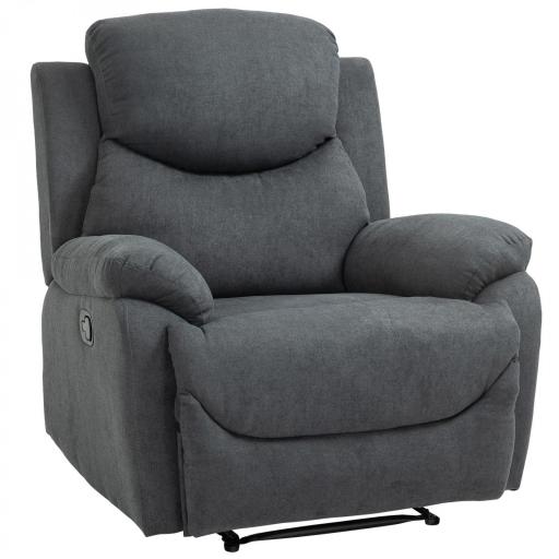 Sillón Reclinable Manualmente 150 Grados con Reposabrazos y Reposapiés Acolchado Grueso de Esponja Soporta hasta 150 kg 97x96x105,5 cm Gris [9]