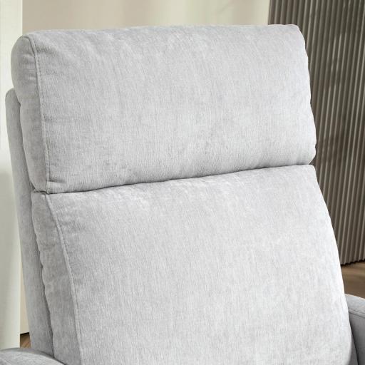 Sillón Relax Reclinable Tapizado en Lino Sintético con Reposapiés y Bolsillo Lateral Carga 135 kg Gris Claro [7]