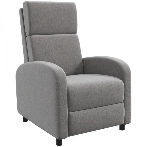 Sillón Relax Reclinable hasta 160° Sofá Reclinable Moderno con Reposapiés Soporta hasta 120 kg 64x86x102 cm Gris [10]