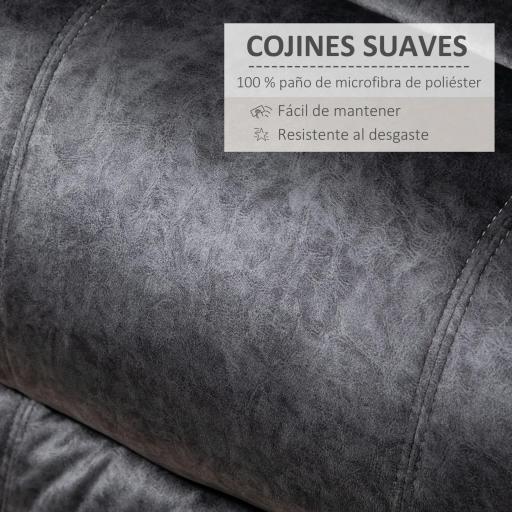 Sillón Relax Reclinable Manual Sillón Relax de Terciopelo con Reposabrazos Reposapiés Acolchado Grueso Negro [3]