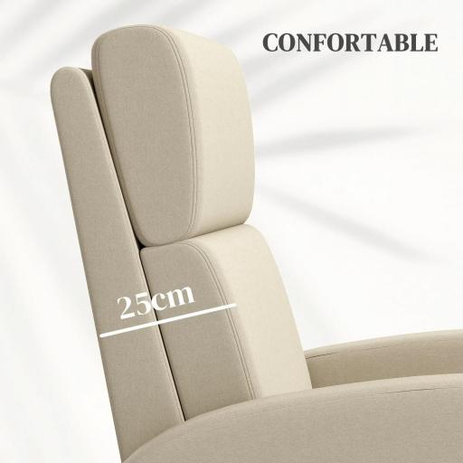 Sillón Relax Reclinable hasta 160° Sofá Reclinable Moderno con Reposapiés Soporta hasta 120 kg 64x86x102 cm Crema [2]
