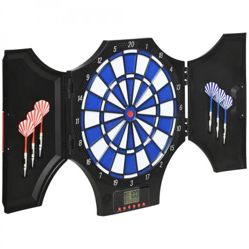 Diana Electrónica Plegable con 31 Juegos para 8 Jugadores con 6 Dardos y 6 Puntas de Repuesto Pantalla LCD 83x45cm Negro [6]