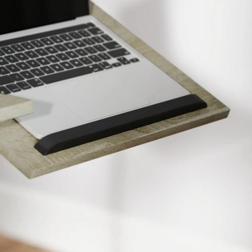 Mesa Auxiliar con Ruedas Altura Ajustable Superficie Inclinable y Marco de Metal 57x40x67,5-101 cm Roble y Blanco [7]