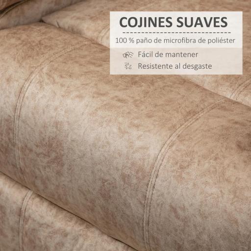 Relax Reclinable Manual, Sillón Relax de Terciopelo con Reposabrazos, Reposapiés, Acolchado Grueso, Butaca Reclinable hasta 135º para Salón, Dormitorio, Oficina, Beige [2]