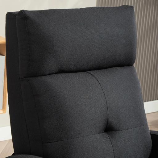 Sillón Relax Reclinable Manual hasta 155º Apertura Push con Reposapiés Respaldo Alto Acolchado Grueso Negro [7]