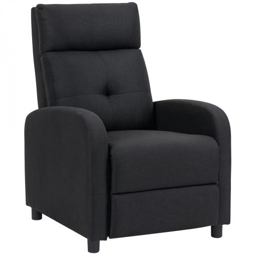 Sillón Relax Reclinable Manual hasta 155º Apertura Push con Reposapiés Respaldo Alto Acolchado Grueso Negro [9]