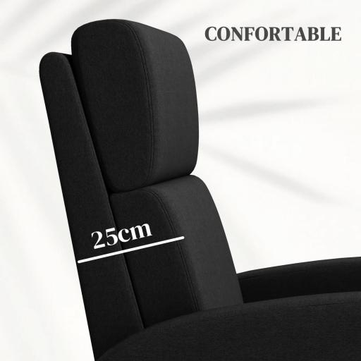 Sillón Relax Reclinable hasta 160° Sofá Reclinable Moderno con Reposapiés Soporta hasta 120 kg 64x86x102 cm Negro [3]