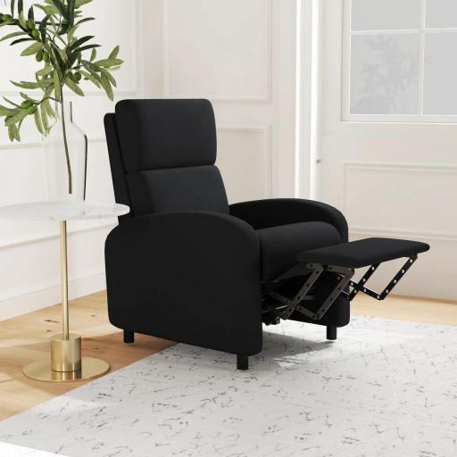Sillón Relax Reclinable hasta 160° Sofá Reclinable Moderno con Reposapiés Soporta hasta 120 kg 64x86x102 cm Negro [6]
