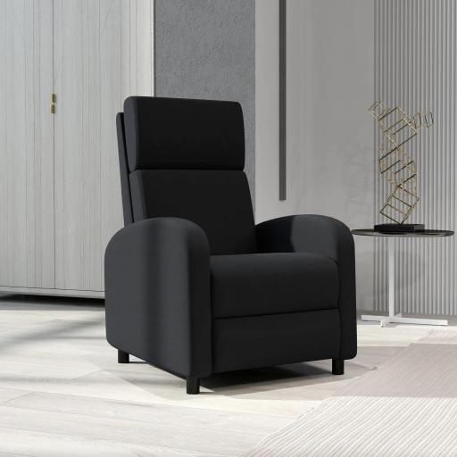 Sillón Relax Reclinable hasta 160° Sofá Reclinable Moderno con Reposapiés Soporta hasta 120 kg 64x86x102 cm Negro [7]