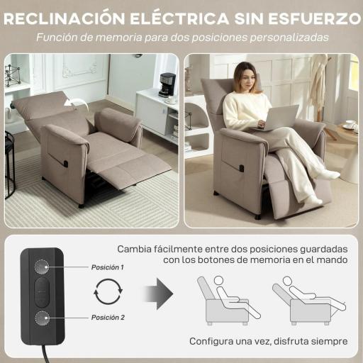 Sillón Reclinable con Motor sin Escobillas Reposapiés Tapizado Resistente y Bolsillos Laterales 80x83x104 cm Marrón [2]