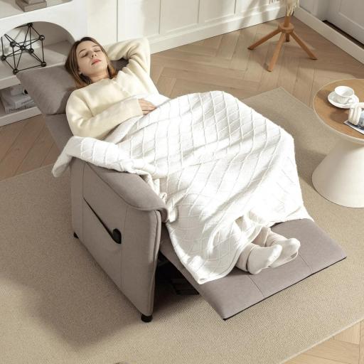 Sillón Reclinable con Motor sin Escobillas Reposapiés Tapizado Resistente y Bolsillos Laterales 80x83x104 cm Marrón [6]