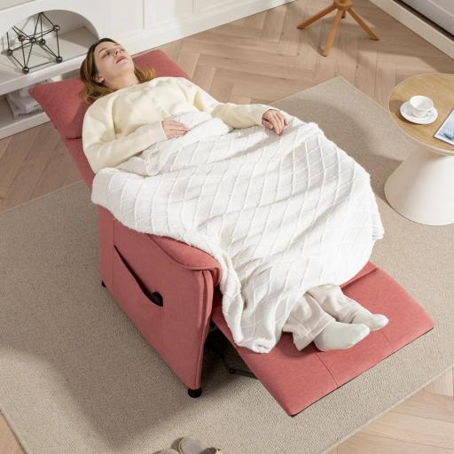 Sillón Reclinable con Motor sin Escobillas Reposapiés Tapizado Resistente y Bolsillos Laterales 80x83x104 cm Naranja [6]