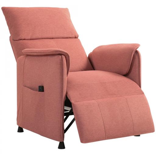 Sillón Reclinable con Motor sin Escobillas Reposapiés Tapizado Resistente y Bolsillos Laterales 80x83x104 cm Naranja [8]