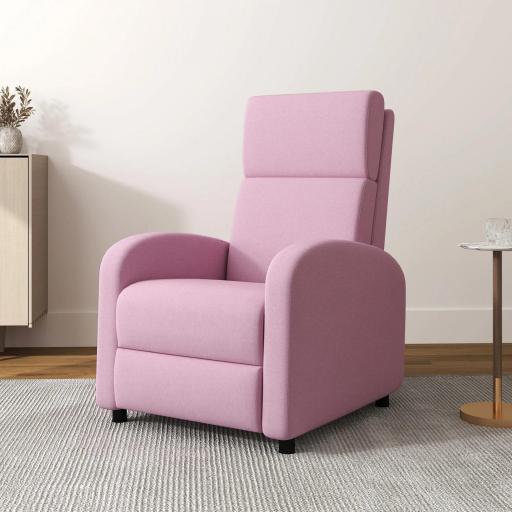 Sillón Relax Reclinable hasta 160° Sofá Reclinable Moderno con Reposapiés Soporta hasta 120 kg 64x86x102 cm Rosa