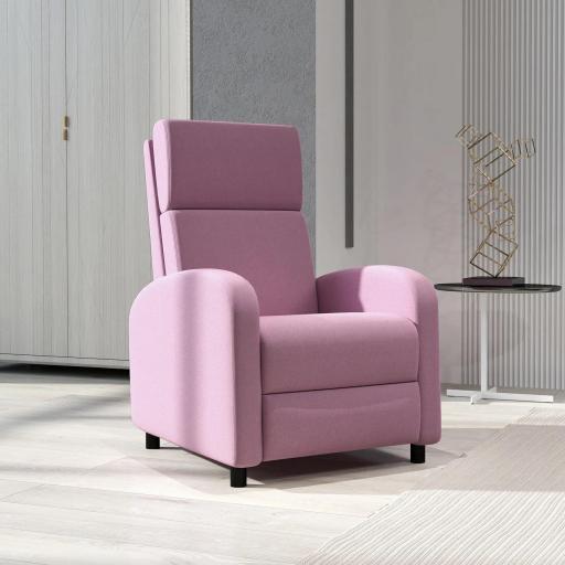 Sillón Relax Reclinable hasta 160° Sofá Reclinable Moderno con Reposapiés Soporta hasta 120 kg 64x86x102 cm Rosa [7]