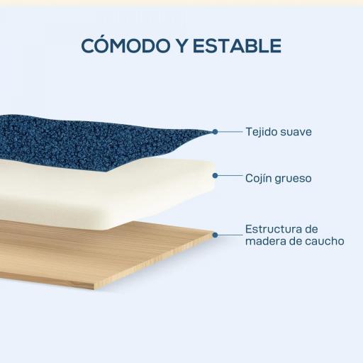 Sillón Nórdico de Borreguito Acolchado Grueso y Patas de Madera Asiento Amplio para Salón Dormitorio 74,5x76x78 cm Azul [4]