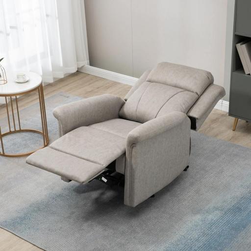 Sillón Relax Reclinable Manual Sillón Relax de Tela con Reposabrazos Reposapiés Acolchado Grueso Gris [7]