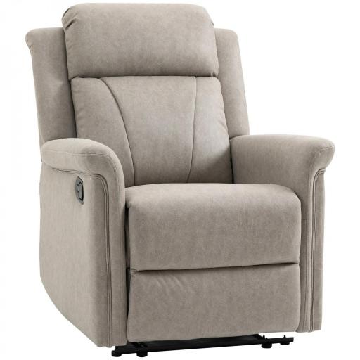 Sillón Relax Reclinable Manual Sillón Relax de Tela con Reposabrazos Reposapiés Acolchado Grueso Gris [9]
