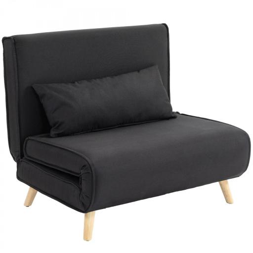 Sillón Cama Plegable con Respaldo Ajustable en 6 Posiciones Almohada Acolchada Carga 350 kg 94x78x80 cm Negro [9]