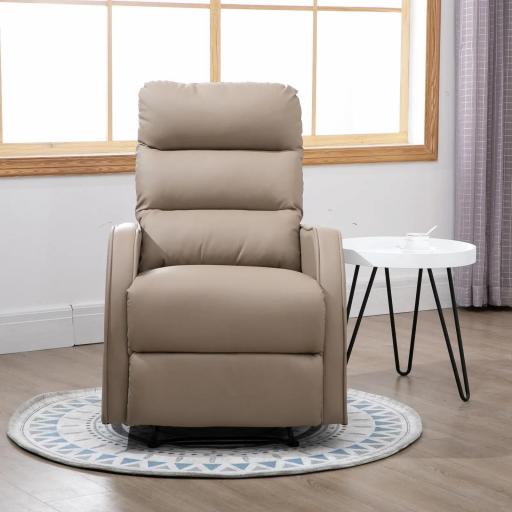 Sillón Relax Reclinable Sofá Relax Tapizado en PU con Reposapiés Retráctil para Dormitorio Salón 65x89x100 cm Marrón [6]