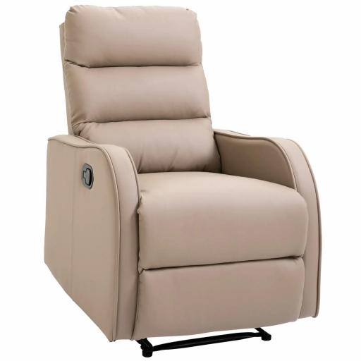 Sillón Relax Reclinable Sofá Relax Tapizado en PU con Reposapiés Retráctil para Dormitorio Salón 65x89x100 cm Marrón [9]