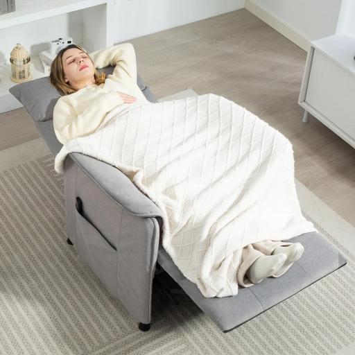 Sillón Reclinable con Motor sin Escobillas Reposapiés Tapizado Resistente y Bolsillos Laterales 80x83x104 cm Gris [6]