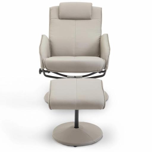 Sillón Relax Reclinable hasta 145° con Taburete Reposapiés Sillón de Salón Giratorio 360° Tapizado en PU y Estructura de Acero 78x67x98 cm Gris [5]