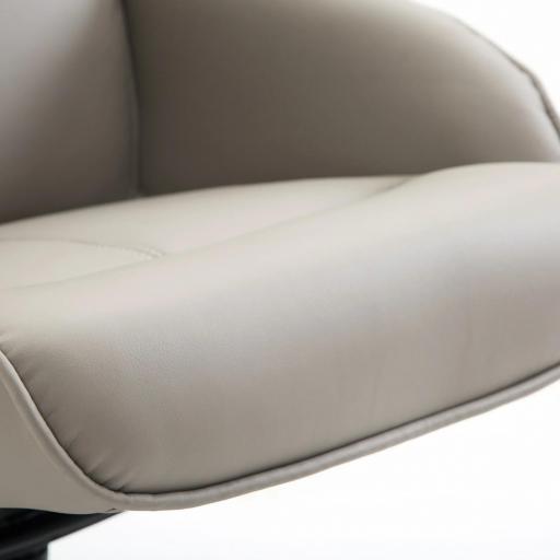 Sillón Relax Reclinable hasta 145° con Taburete Reposapiés Sillón de Salón Giratorio 360° Tapizado en PU y Estructura de Acero 78x67x98 cm Gris [7]