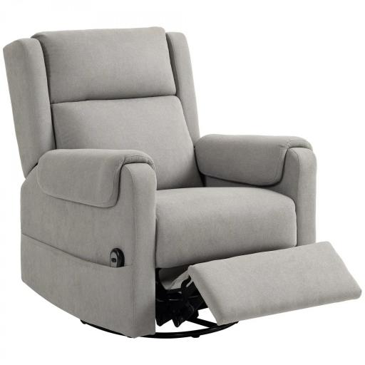 Sillón Relax Reclinable Eléctrico Giratorio y Basculante con Reposapiés Ajustable Mando a Distancia Gris Claro [8]