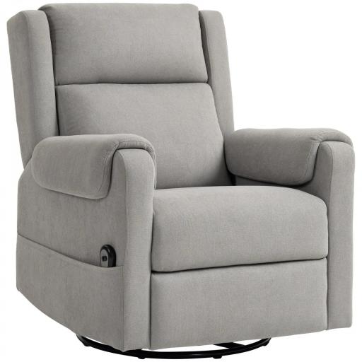 Sillón Relax Reclinable Eléctrico Giratorio y Basculante con Reposapiés Ajustable Mando a Distancia Gris Claro [9]