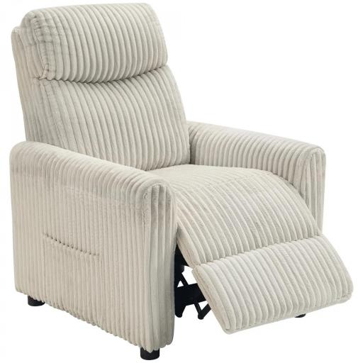 Sillón Relax Reclinable Manual Tapizado en Pana Instalación Rápida Reposapiés Acolchado Grueso Crema [6]